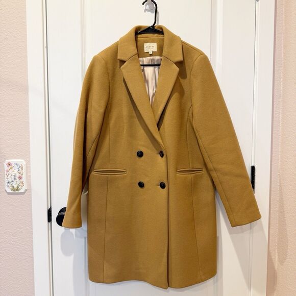 Sezane Johnson Wool Double Breasted Pea Coat Size 12 FR 44 Carmel Luxury Capsule - Picture 1 of 8